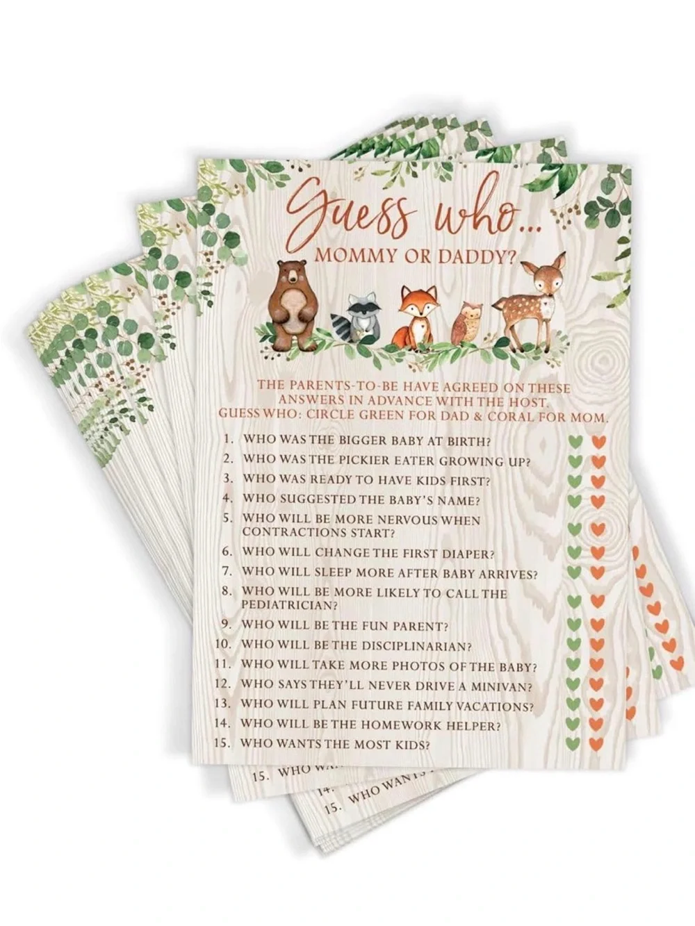 Woodland animal baby shower games